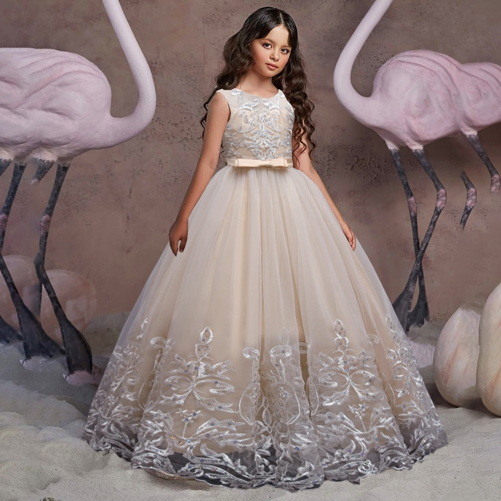 Puffy Tulle Lace Flower Girl Dress Costume Children Bride Ball Gown Princess Dress for Girl Wedding Party Dresses The Clothing Company Sydney