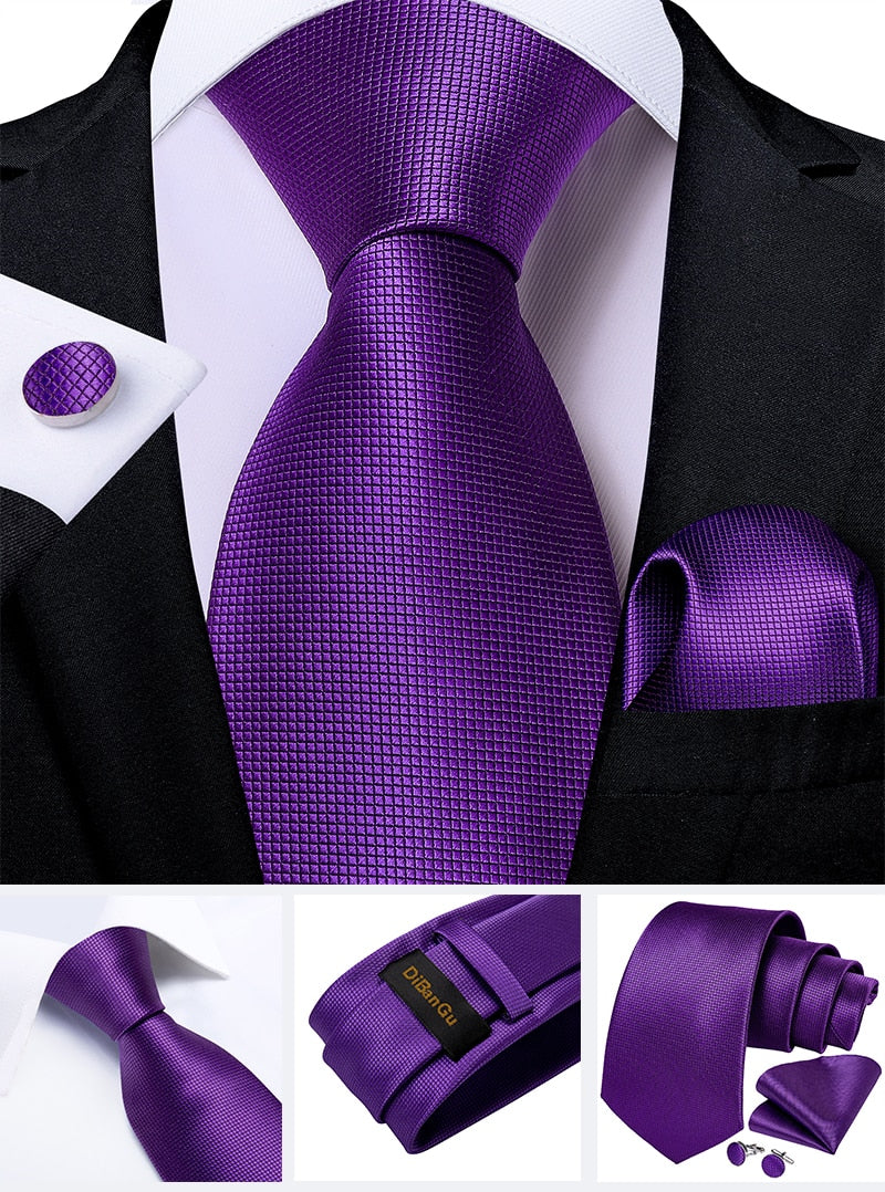Men Purple Floral Paisley Necktie Business Formal 100% Silk Tie Pocket Square Set For Wedding Party The Clothing Company Sydney
