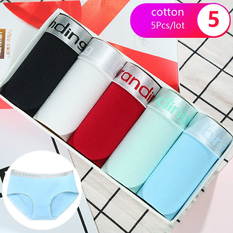 7Pcs/5Pcs Women Panties Comfort Cotton Mix Breathable Underwear Seamless Ladies Low Waist Lingeries Cute Girls Briefs The Clothing Company Sydney