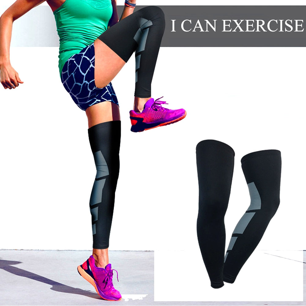 Sports Anti-slip Full Length Compression Leg Sleeves Calf Shin Splint Support Protector for Cycling Running Basketball Golf Sleeve The Clothing Company Sydney