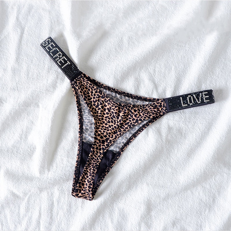 Ice Silk Seamless Panties G String Sexy Rhinestone Leopard Underwear Low Waist Fitness Lingerie T Thongs The Clothing Company Sydney