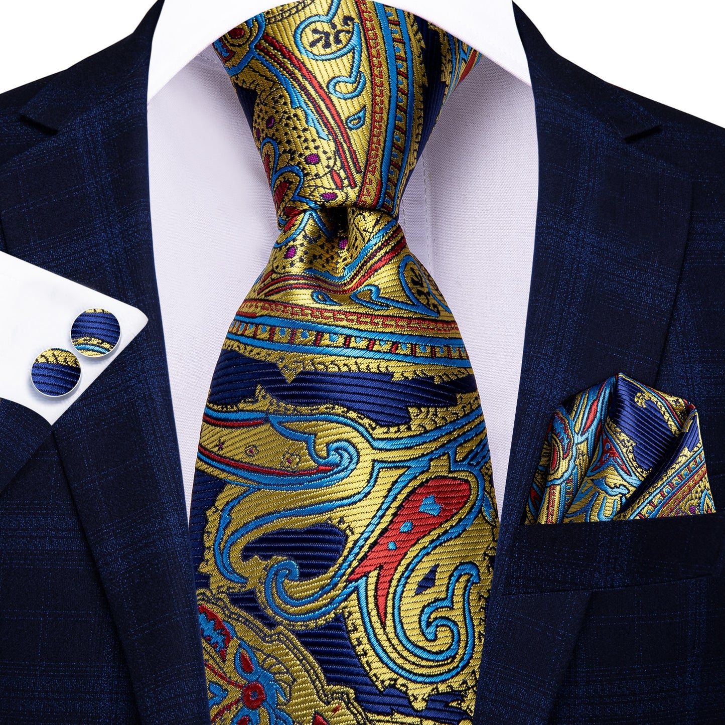 3 Piece Business Classic Blue Black Striped Solid Neck Tie Necktie Pocket Square Cufflinks Wedding Party Silk Tie Set The Clothing Company Sydney