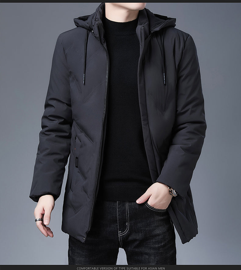 Brand Hooded Casual Fashion Long Thicken Outwear Parkas Jacket Men Winter Windbreaker Coats Men Clothing The Clothing Company Sydney