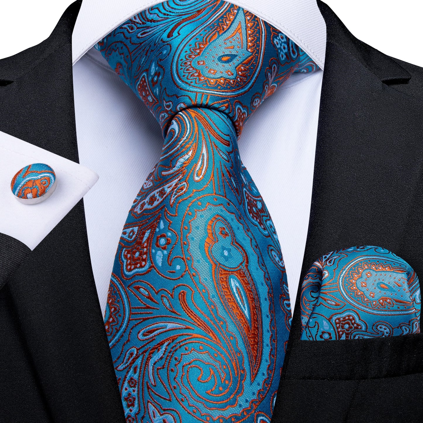 3 Piece Classic 100% Silk Men's Ties 8cm Blue Plaid Dot Striped Business Necktie Handkerchief Wedding Party Tie Set The Clothing Company Sydney