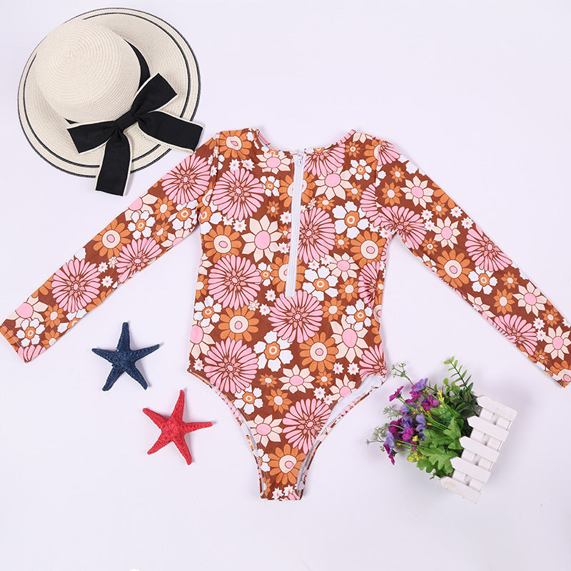 One Piece Swimsuit Rashguard Long Sleeve Surf Swimwear Print Bathing Beach Wear Swimming Suit Monokini Clothing Company Sydney