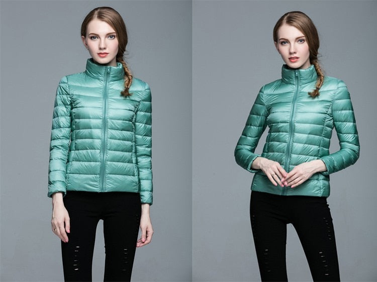 Winter Women's Stand Collar 90% White Duck Down Jacket Ultra Light Down Jackets Slim Long Sleeve Parkas Candy Color Jacket The Clothing Company Sydney