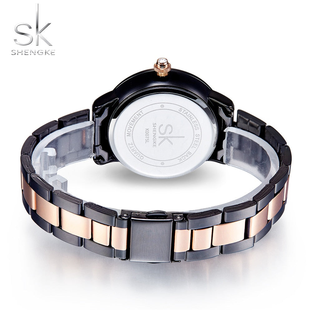 Rose Gold Japanese Quartz Watch Crystal Luxury Black Women's Watch With 6 Months Warranty The Clothing Company Sydney
