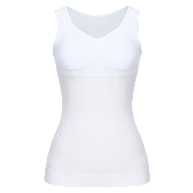 Tank Top Shapewear with Built in Bra Shelf Bra Casual Wide Strap Basic Camisole Sleeveless Top Shaper with Removable Bra The Clothing Company Sydney