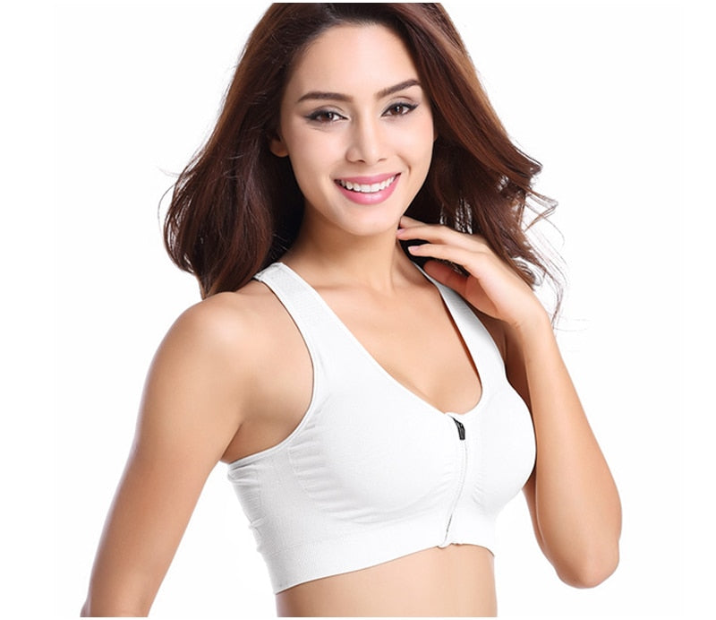 Women's Zipper Push Up Sports Bras,Plus Size Padded Wirefree Breathable Sports Tops,Fitness Gym Yoga Sports Bra Top The Clothing Company Sydney