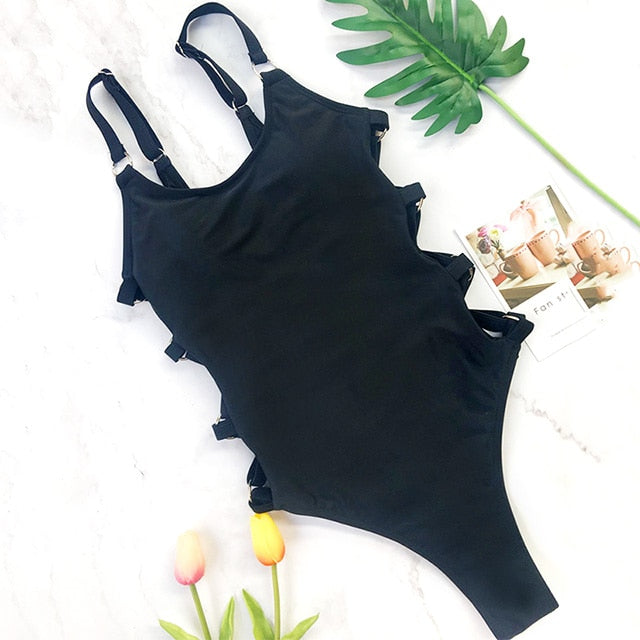 Hollow Out Women Swimwear One Piece Swimsuit High Cut Monokini Bather Rings Bathing Suit Swim Bodysuit Beachwear The Clothing Company Sydney
