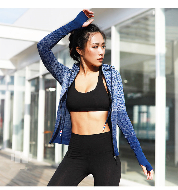 Front Zipper hooded Yoga Shirts Long Sleeve Yoga Top Sportswear Quick Dry Tracksuit Running Jacket The Clothing Company Sydney