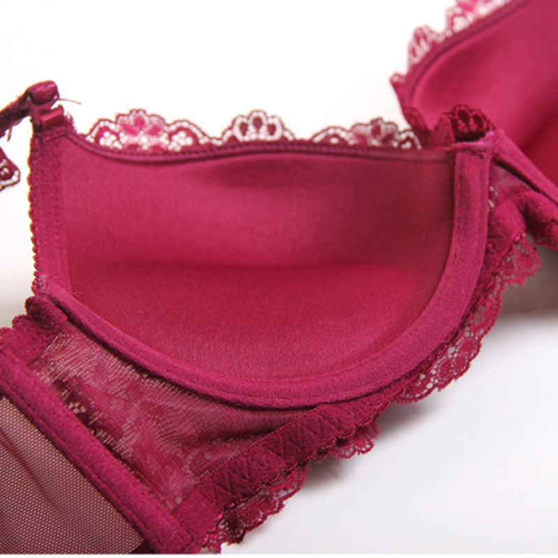 2 Piece underwear Set Lace Push-up Bra And Panty Sets Bow Comfortable Brassiere Bra Adjustable Deep V Lingerie The Clothing Company Sydney