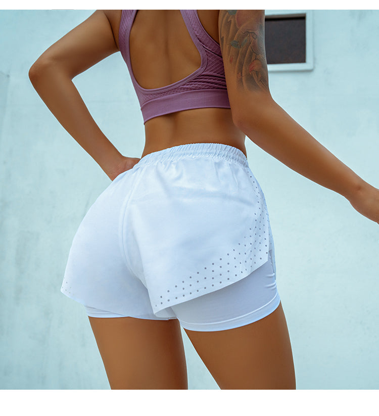 2-in-1 Women's Running Shorts with Waist Rope Quick Dry Loose Marathon Sports Fitness Gym Shorts with Long Linner The Clothing Company Sydney