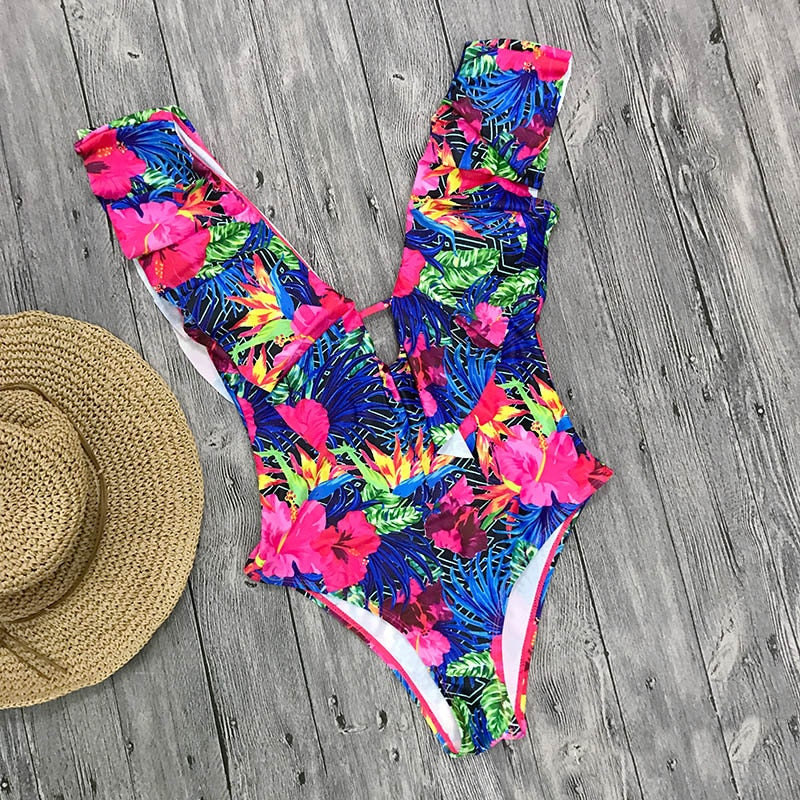 One Piece Swimsuit Push Up Swimwear Ruffle Monokini Adjustable Shoulder Swimsuit Bodysuit Bathing Suit Swim Wear The Clothing Company Sydney