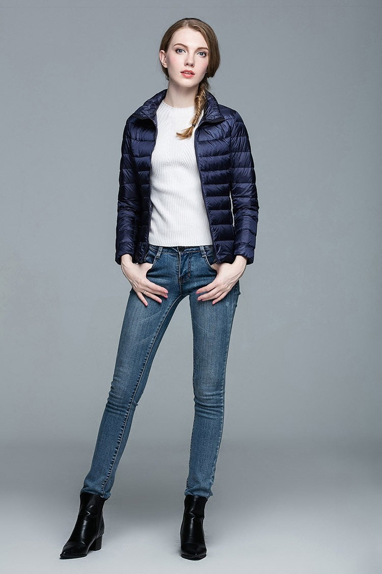 Winter Women's Stand Collar 90% White Duck Down Jacket Ultra Light Down Jackets Slim Long Sleeve Parkas Candy Color Jacket The Clothing Company Sydney