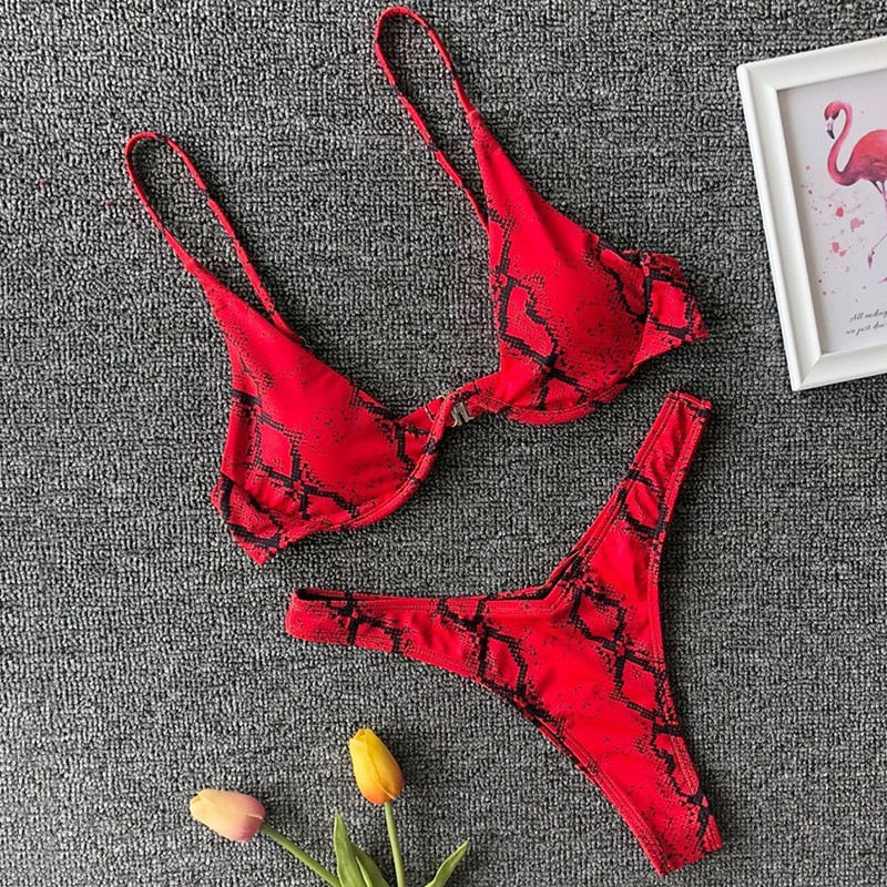 Neon V-bar Underwired Bikini Ribbed Swimsuit Women Thong Swimwear Two-pieces Bikini set Push up Bathing Suit The Clothing Company Sydney