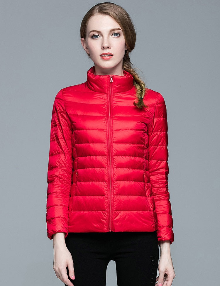 Winter Women's Stand Collar 90% White Duck Down Jacket Ultra Light Down Jackets Slim Long Sleeve Parkas Candy Color Jacket The Clothing Company Sydney