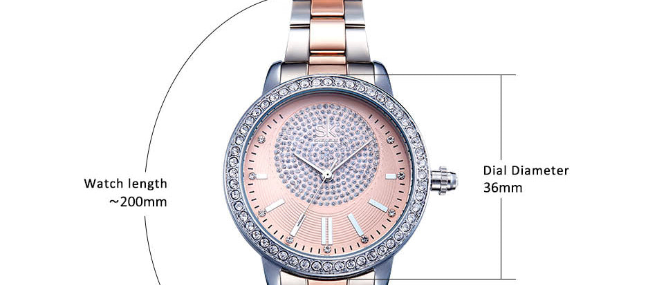 Rose Gold Japanese Quartz Watch Crystal Luxury Black Women's Watch With 6 Months Warranty The Clothing Company Sydney