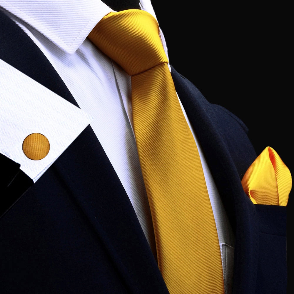 3 Piece Men's Silk Tie Set 8cm Ties Handkerchief Cufflinks Sets Red Gold Purple Necktie for Men Wedding Gift The Clothing Company Sydney
