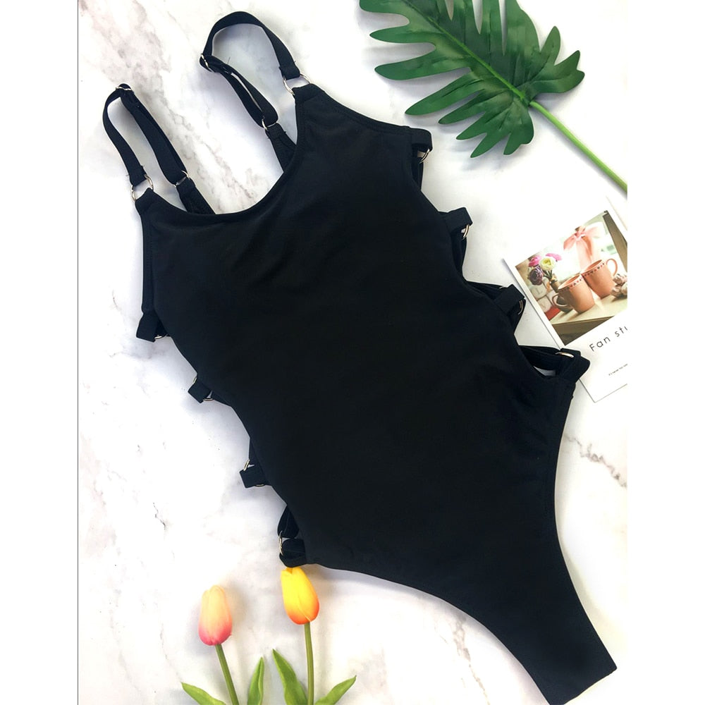 Hollow Out Women Swimwear One Piece Swimsuit High Cut Monokini Bather Rings Bathing Suit Swim Bodysuit Beachwear The Clothing Company Sydney