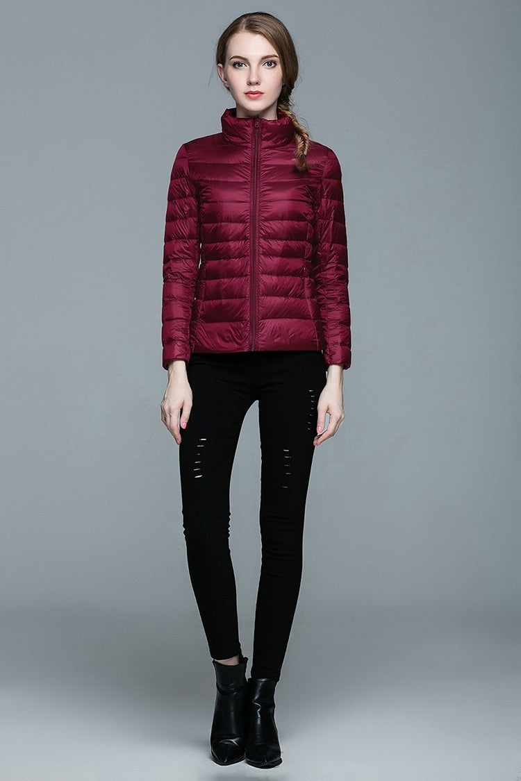 Winter Women's Stand Collar 90% White Duck Down Jacket Ultra Light Down Jackets Slim Long Sleeve Parkas Candy Color Jacket The Clothing Company Sydney