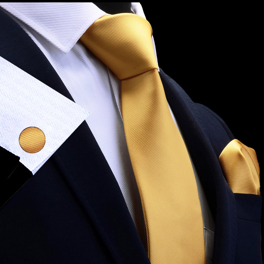 3 Piece Men's Silk Tie Set 8cm Ties Handkerchief Cufflinks Sets Red Gold Purple Necktie for Men Wedding Gift The Clothing Company Sydney