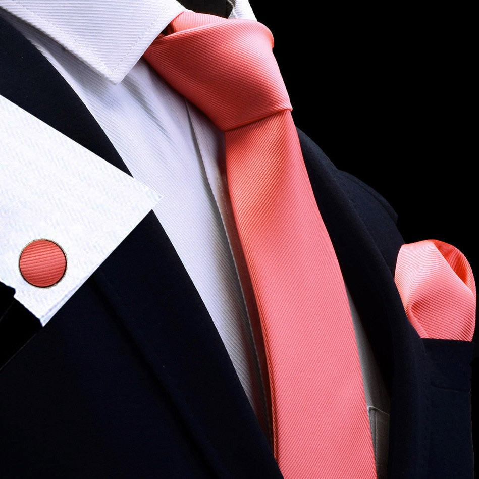 3 Piece Men's Silk Tie Set 8cm Ties Handkerchief Cufflinks Sets Red Gold Purple Necktie for Men Wedding Gift The Clothing Company Sydney