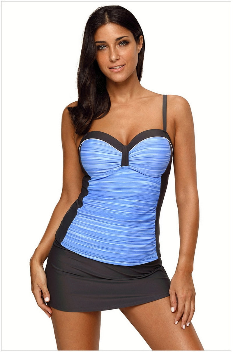 2 Piece Underwire Support Tankini Set With Skirted Pocket Bottom Swimsuit Beach Beachwear Swimwear Plus Size Swimwear The Clothing Company Sydney