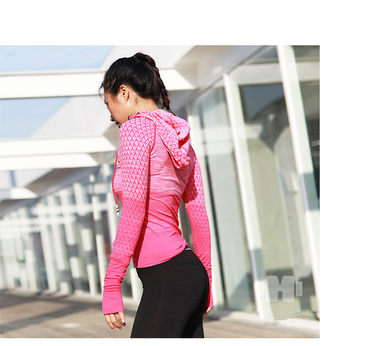 Front Zipper hooded Yoga Shirts Long Sleeve Yoga Top Sportswear Quick Dry  Tracksuit Running Jacket The Clothing Company Sydney