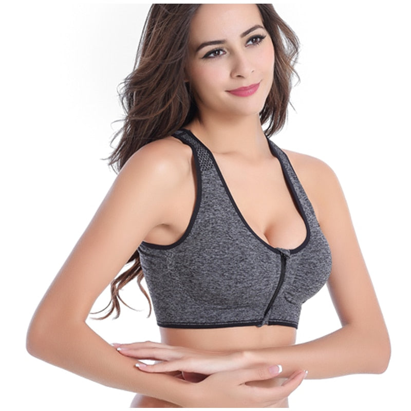 Women's Zipper Push Up Sports Bras,Plus Size Padded Wirefree Breathable Sports Tops,Fitness Gym Yoga Sports Bra Top The Clothing Company Sydney