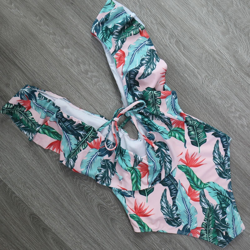 One Piece Swimsuit Push Up Swimwear Ruffle Monokini Adjustable Shoulder Swimsuit Bodysuit Bathing Suit Swim Wear The Clothing Company Sydney