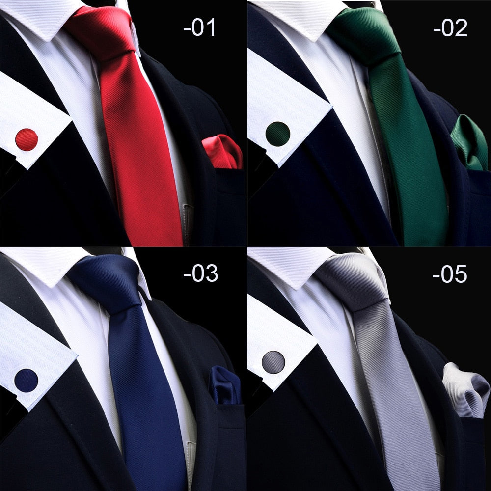 3 Piece Men's Silk Tie Set 8cm Ties Handkerchief Cufflinks Sets Red Gold Purple Necktie for Men Wedding Gift The Clothing Company Sydney