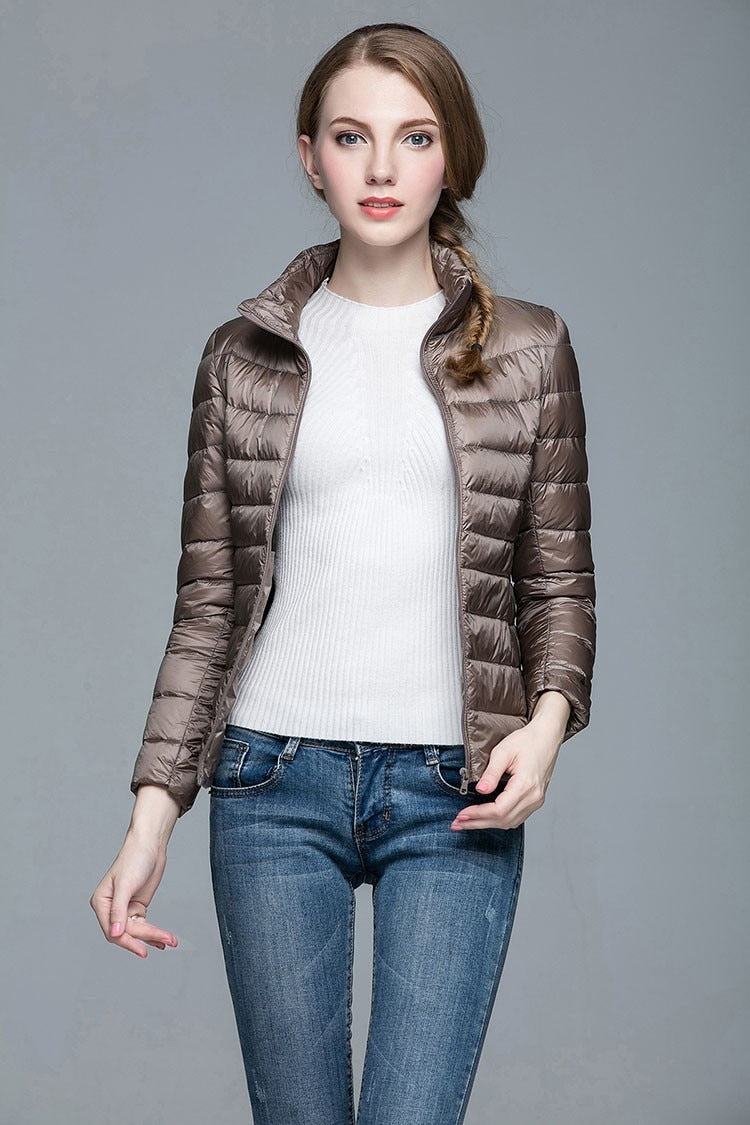 Winter Women's Stand Collar 90% White Duck Down Jacket Ultra Light Down Jackets Slim Long Sleeve Parkas Candy Color Jacket The Clothing Company Sydney