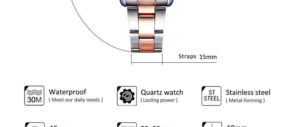 Rose Gold Japanese Quartz Watch Crystal Luxury Black Women's Watch With 6 Months Warranty The Clothing Company Sydney