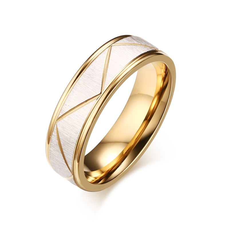 Wedding Rings for Love Matte Finish Stainless Steel Gold Color Women Men Couple Bands Personalized Engrave Gift The Clothing Company Sydney