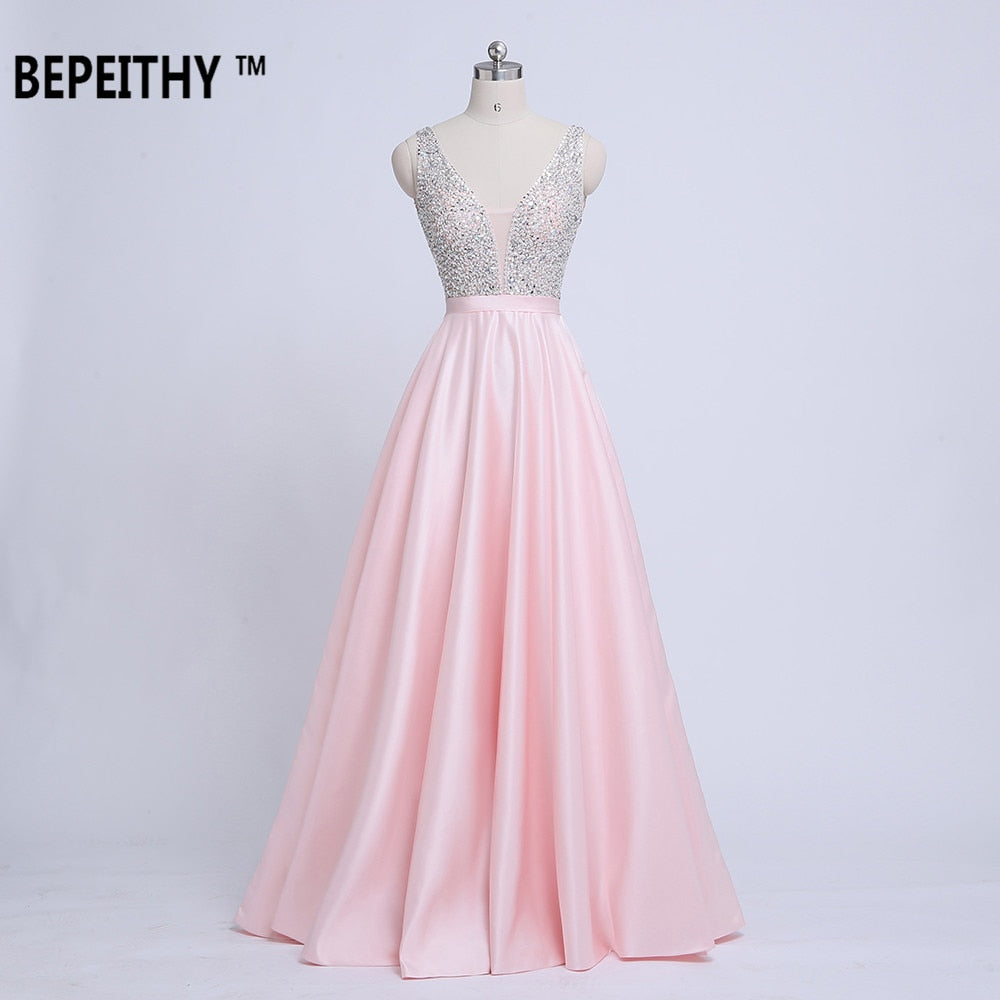 V-Neck Beads Bodice Open Back A Line Long Evening Dress Party Elegant Prom Gowns The Clothing Company Sydney