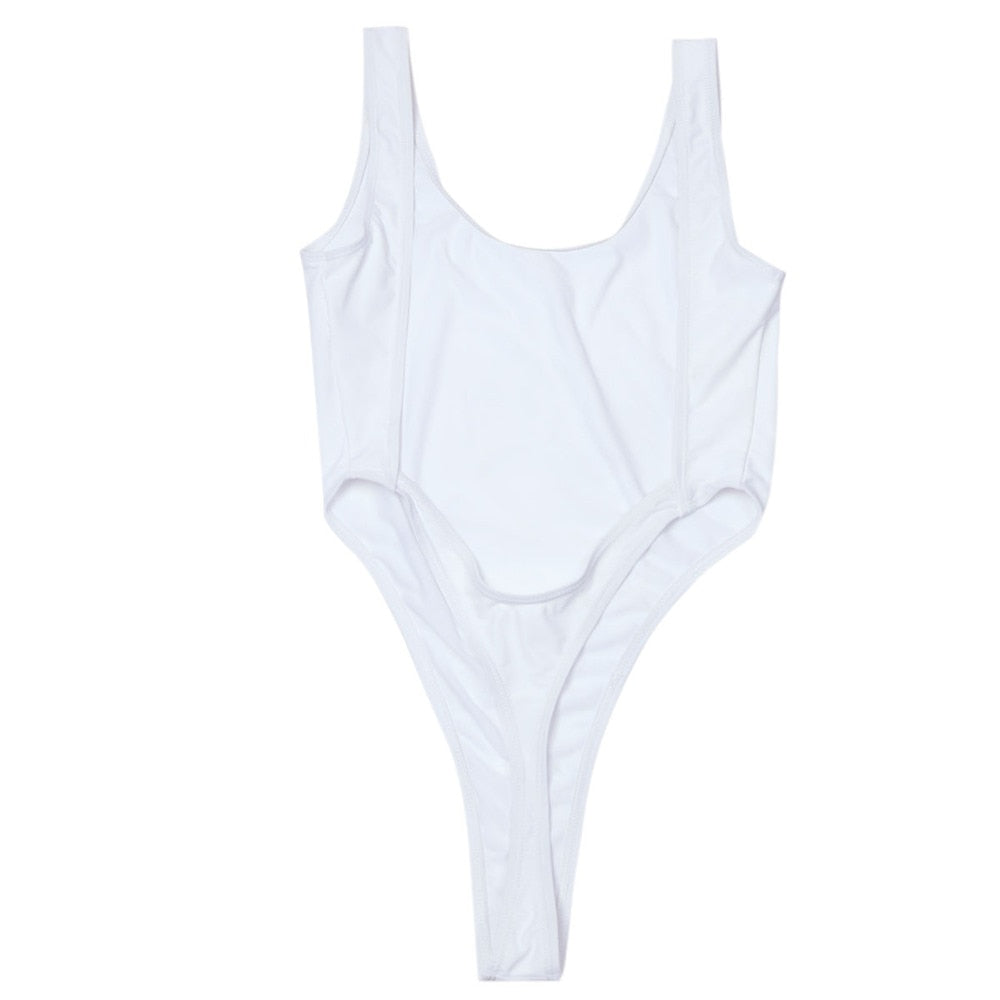 One Piece Swimsuit Women Swimwear Monokini High Cut Backless Thong Leotard Bikini Female Solid Color Bathing Suits The Clothing Company Sydney