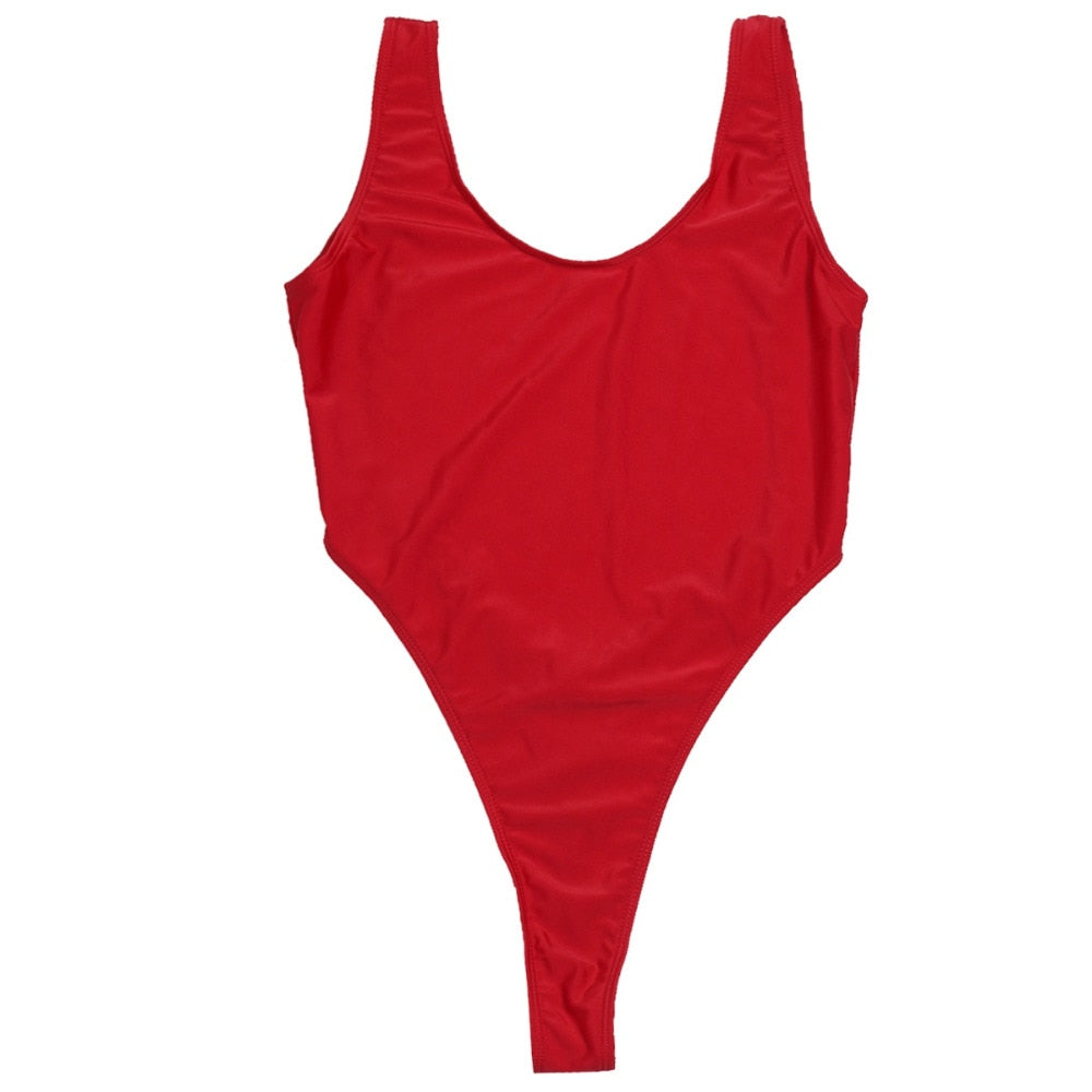 One Piece Swimsuit Women Swimwear Monokini High Cut Backless Thong Leotard Bikini Female Solid Color Bathing Suits The Clothing Company Sydney