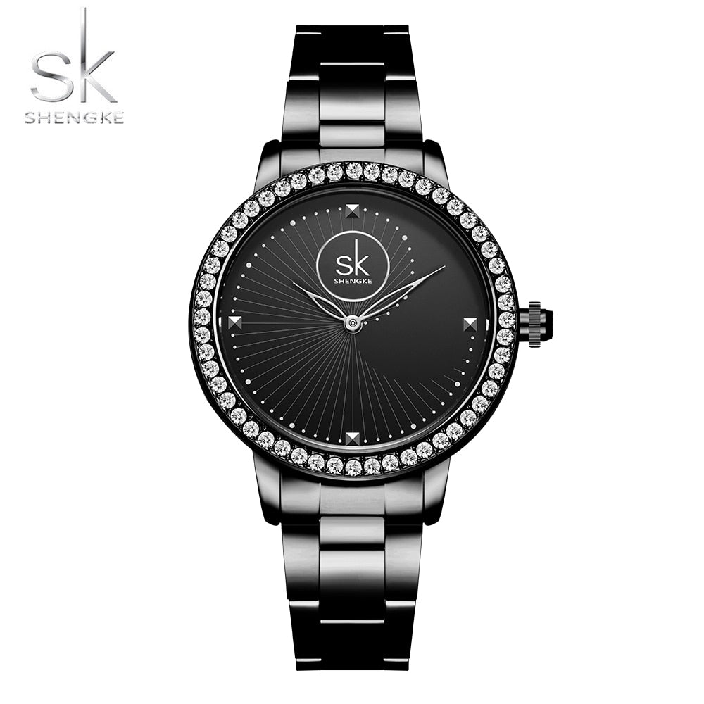 Rose Gold Japanese Quartz Watch Crystal Luxury Black Women's Watch With 6 Months Warranty The Clothing Company Sydney