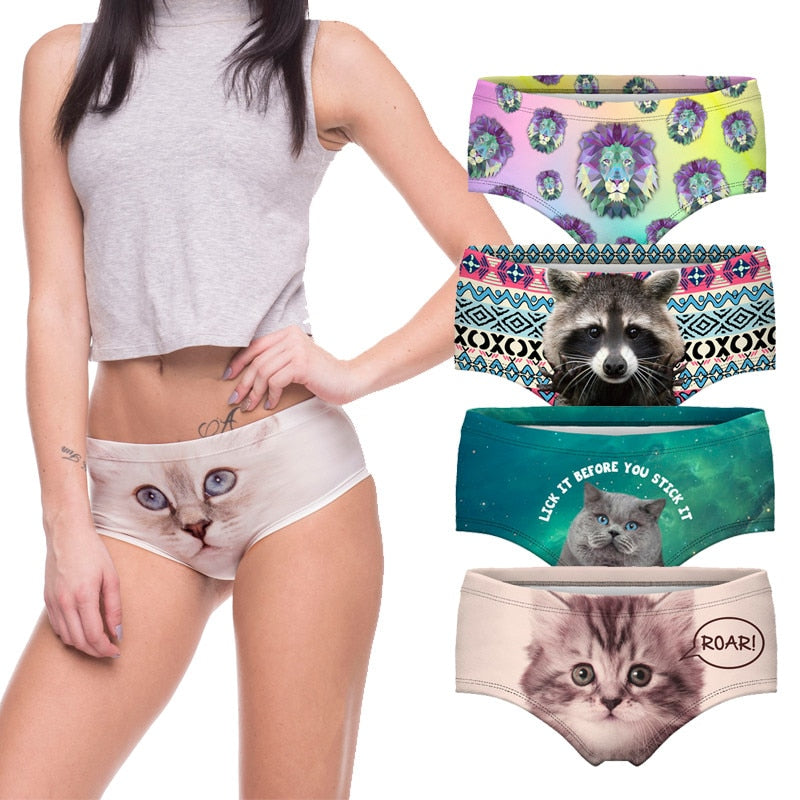 3D Print Cat Underwear Women's panties Seamless Briefs lingerie The Clothing Company Sydney