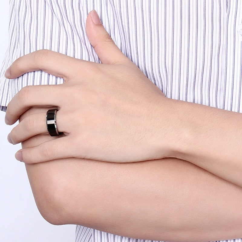 Black 8mm Real Tungsten Carbide Rings for Men Party Jewellery Simple Smooth Ring The Clothing Company Sydney