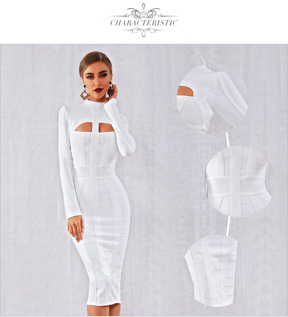 Autumn Bodycon Bandage Dress Long Sleeve Hollow Out Club Celebrity Evening Formal Party Dress The Clothing Company Sydney