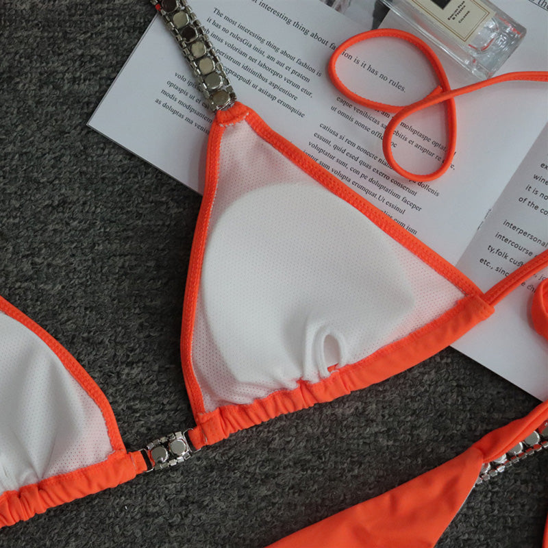 Crystal Diamond Bandeau Swimsuit Halter Swimwear Two piece Bikini Rhinestone Push up Bathing Suit Clothing Company Sydney