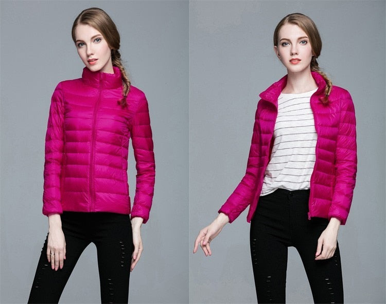 Winter Women's Stand Collar 90% White Duck Down Jacket Ultra Light Down Jackets Slim Long Sleeve Parkas Candy Color Jacket The Clothing Company Sydney