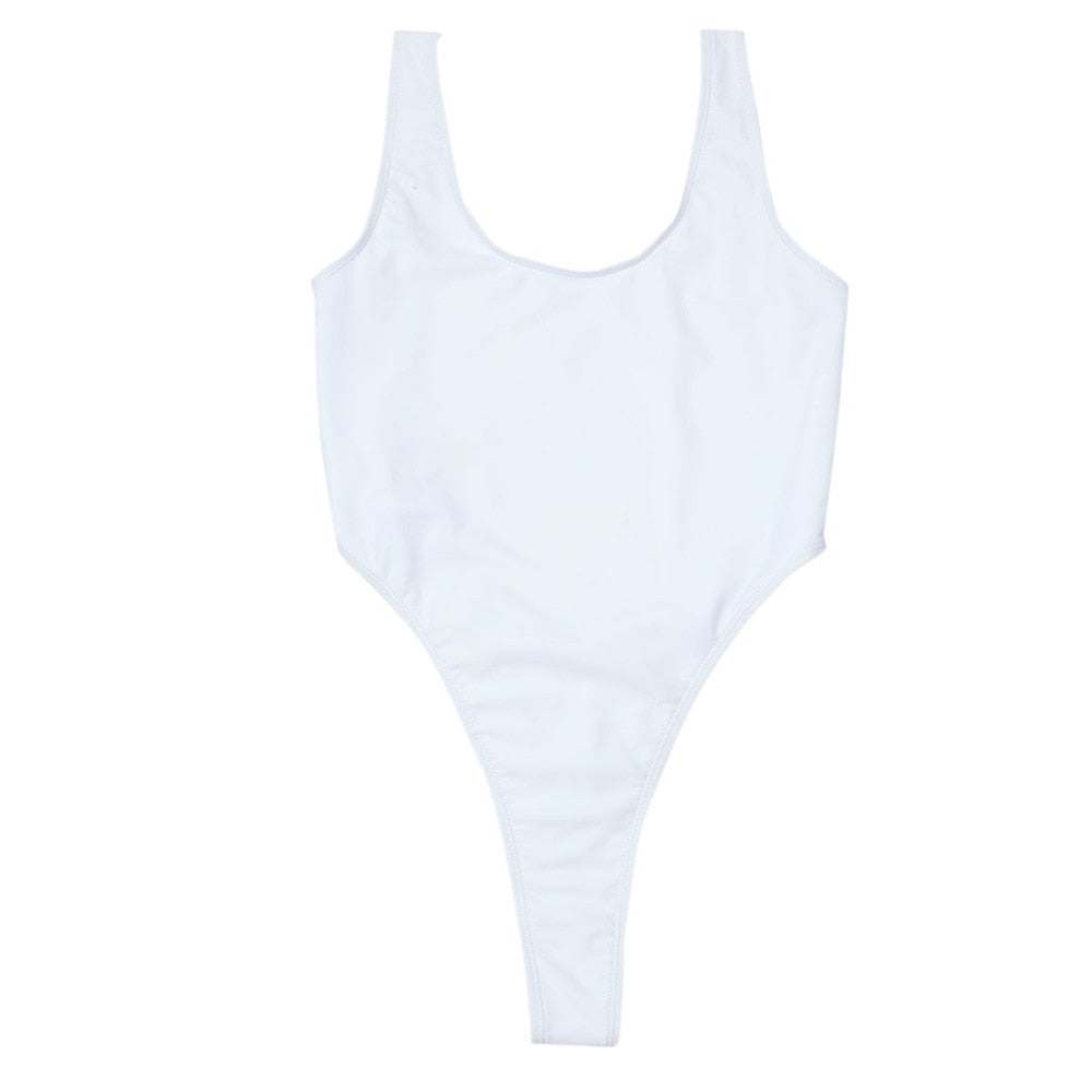 One Piece Swimsuit Women Swimwear Monokini High Cut Backless Thong Leotard Bikini Female Solid Color Bathing Suits The Clothing Company Sydney