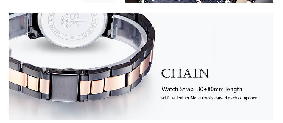 Rose Gold Japanese Quartz Watch Crystal Luxury Black Women's Watch With 6 Months Warranty The Clothing Company Sydney