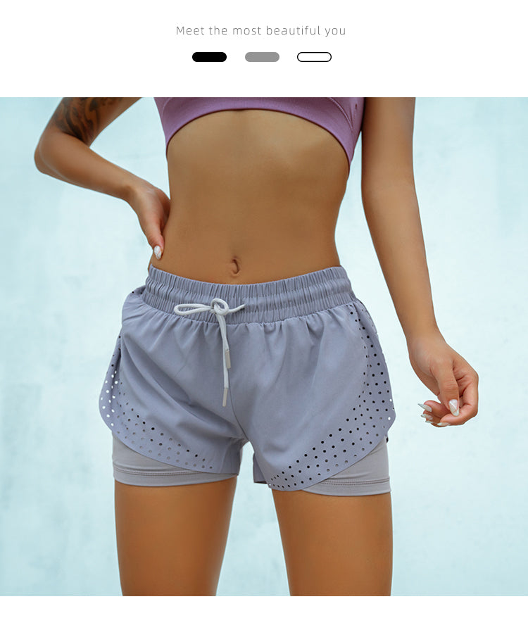 2-in-1 Women's Running Shorts with Waist Rope Quick Dry Loose Marathon Sports Fitness Gym Shorts with Long Linner The Clothing Company Sydney