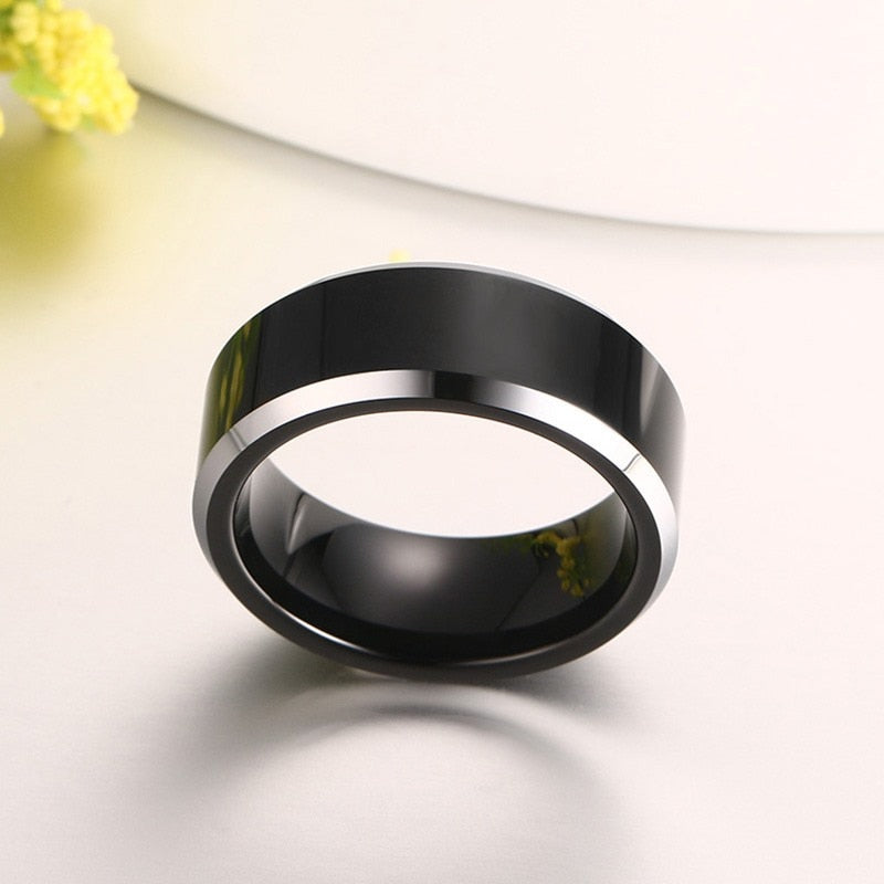 Black 8mm Real Tungsten Carbide Rings for Men Party Jewellery Simple Smooth Ring The Clothing Company Sydney
