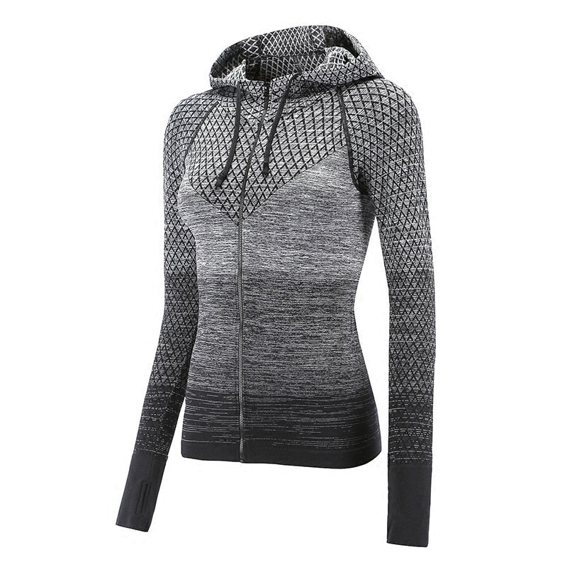 Front Zipper hooded Yoga Shirts Long Sleeve Yoga Top Sportswear Quick Dry Tracksuit Running Jacket The Clothing Company Sydney