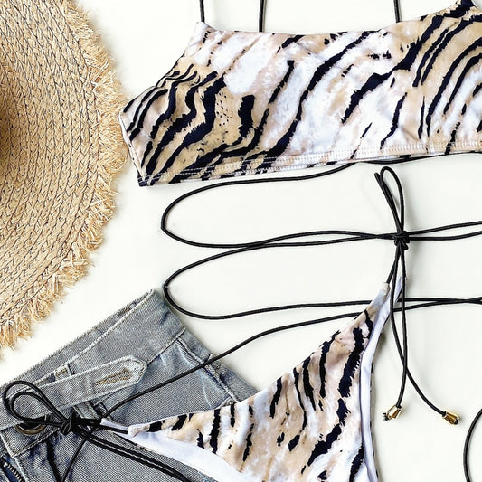 Bandeau bikini Print swimsuit String swimwear Bandage bathing suit Brazilian 2 pieces set Clothing Company Sydney